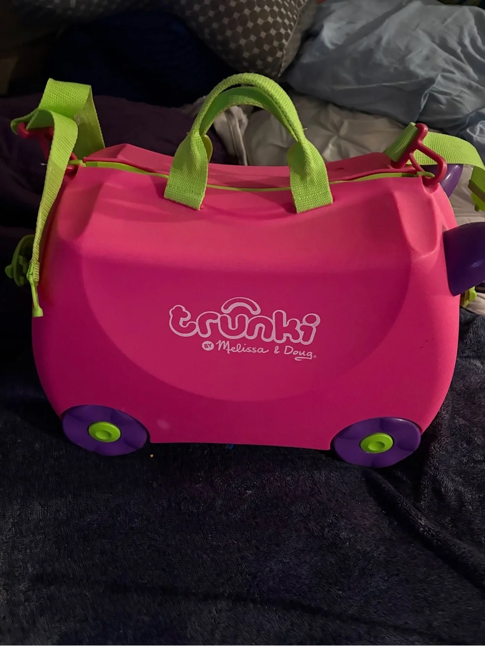 Melissa & Doug Trunki Ride-On Suitcase - Hot Pink with Lime Green Accents